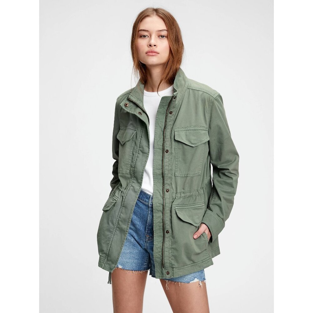 Like New GAP Army Green Utility Jacket XS Stretch Canvas Twill